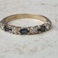 Marquise Sapphire and Diamond Ring in 9ct Gold,  a UK N 1/2 or a US 7 1/4.
