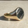 Oval Part Engraved Signet Ring in 9ct Gold.