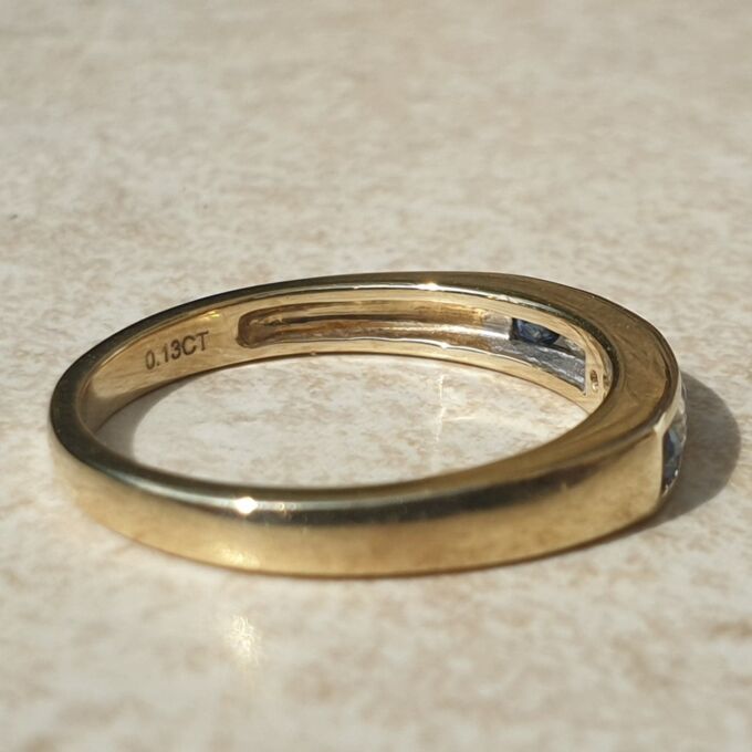 Channel Set Sapphire and Diamond Ring in 9ct Gold, a UK L 1/2 or a US 6 1/4