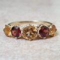 Citrine and Garnet Ring in 9ct Gold, a UK N or a US 7