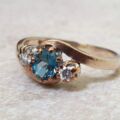 Topaz & Diamond Crossover Trilogy Ring in 9ct Gold.