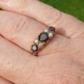 Garnet and Seed Pearl Ring in 9ct Gold.