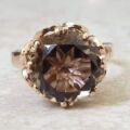 Fancy Set Solitaire Smoky Quartz Ring in 9ct Gold,  a UK P or a US 7 3/4.