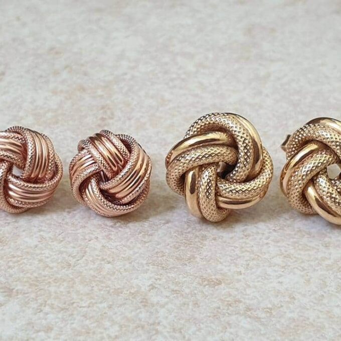 Knot Design Stud Earrings in 9ct Rose Gold
