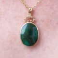 Double Sided Reversible Malachite & Jet Pendant by CWS in 9ct Gold