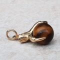 Terrific Tigers Eye Ball Claw Pendant in 9ct Gold