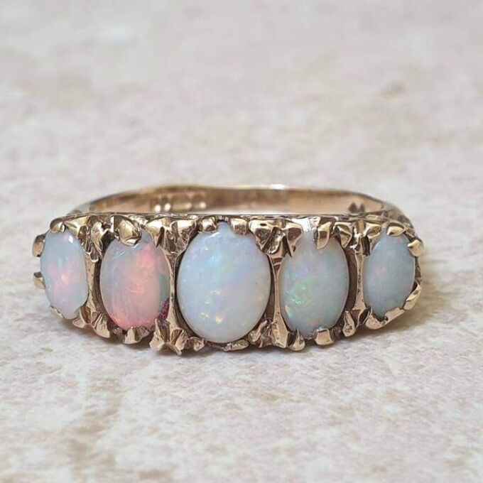 Five Stone Opal Ring in 9ct Gold.
