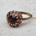Garnet Cluster Ring in 9ct Gold, a UK K 1/2 or a US 5 1/2