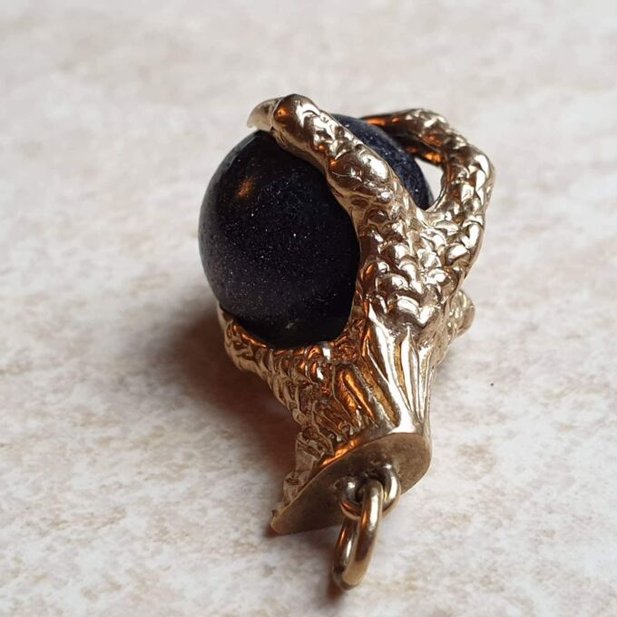 Goldstone Ball Eagle Talon Pendant in 9ct Gold
