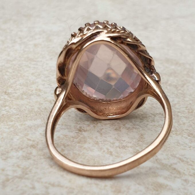 Reserved – Pink Rose Quartz Solitaire in 9ct Rose Gold, a UK M or a US 6 1/2