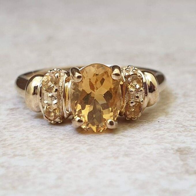 Citrine Ring in 9ct Gold,  a UK N or a US 6 3/4.