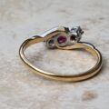 Ruby & Diamond Crossover Ring in 18ct Gold and Platinum.