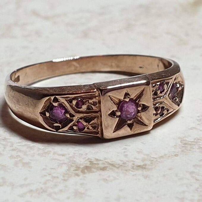 Star Set Ruby Ring in 9ct Rose Gold, a UK O 1/2 or a US 7 3/4