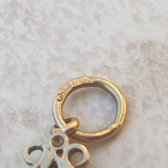 Tiny Garnet Fob Charm in 9ct Gold