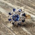 Synthetic Blue Sapphire and Spinel Ring in 9ct Gold, a UK M 1/2 or a US 6 3/4