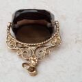 Smoky Quartz Spinning Fob Pendant in 9ct Gold