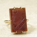 Bold Carnelian Cameo Ring in 9ct Gold, a UK K or a US 5 1/2.