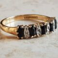 Marquise Sapphire & Diamond Band in 9ct Gold,  Size UK K 1/2 or a US 5 1/2.