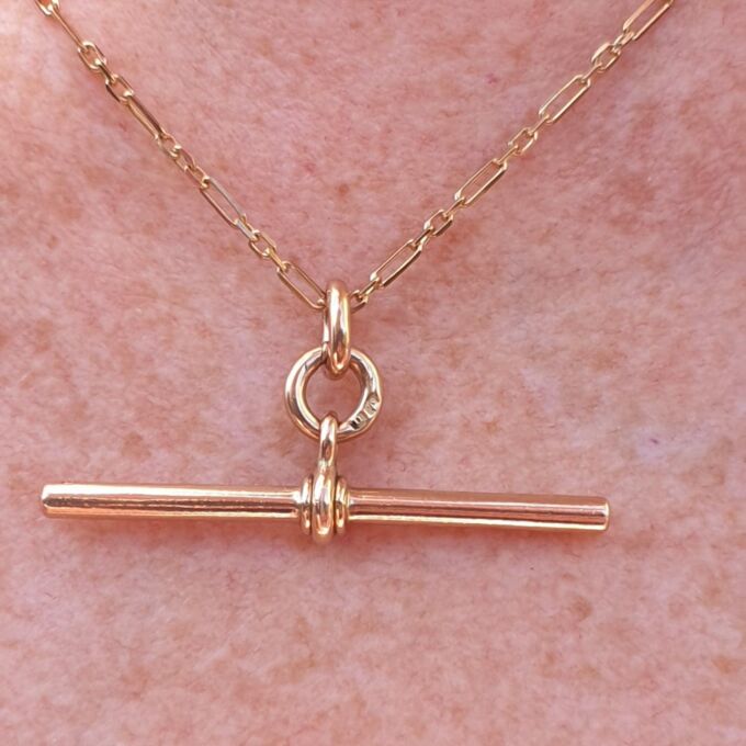 Large Albert or T Bar Fob in 9ct Rose Gold