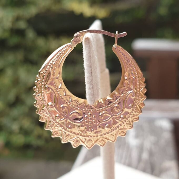 Gypsy Creole Hoop Earrings in 9ct Gold