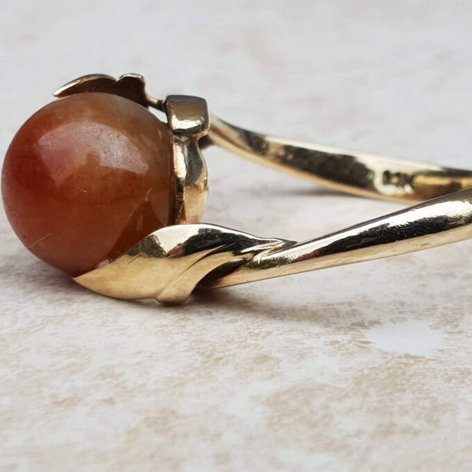 Fabulous Carnelian Ball Ring in 14k Gold, a UK L 1/2 or a US 6.