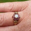 Opal and Ruby Cluster Ring in 9ct Gold, a UK N or a US 6 3/4