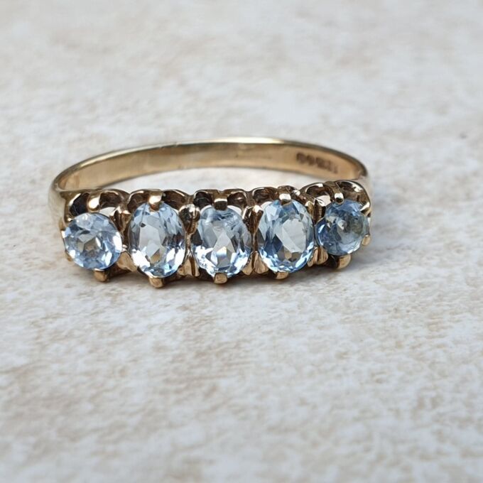 Five Stone Topaz Ring in 9ct Gold, a UK K or a US 5 1/2