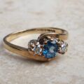 Topaz & Diamond Crossover Trilogy Ring in 9ct Gold.