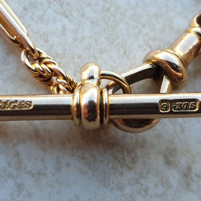 Fancy Link Chain Necklace with T Bar and Dog Clip in 9ct Gold