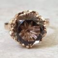 Fancy Set Solitaire Smoky Quartz Ring in 9ct Gold,  a UK P or a US 7 3/4.
