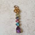 Reserved – Multi Stone Rainbow Drop Pendant in 9ct Gold
