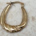Oval Twist Pattern Creole Hoop Earrings in 9ct Gold