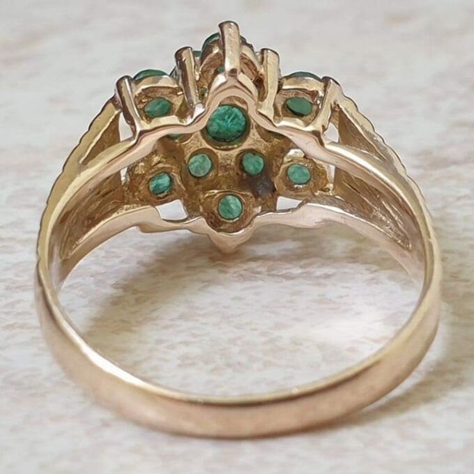 Emerald Cluster Ring in 9ct Gold.