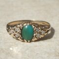 Chrysoprase and Diamond Ring I  9ct Gold, a UK N or a US 7