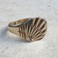 Diamond Set Sunray Signet Ring in 9ct Gold, a UK U 1/2 or a US 10 1/2