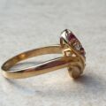 Ruby & Paste Scroll Ring in 9ct Gold.