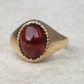Garnet Cabochon Signet Ring in 9ct Gold,  a UK J 1/2 or a US 5 1/2.