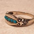 Vintage Turquoise Paste Ring in 9ct Gold,  a UK M – M 1/2 or a US 6 1/2.