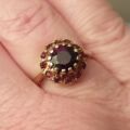 Garnet Cluster Ring in 9ct Gold, a UK K 1/2 or a US 5 1/2