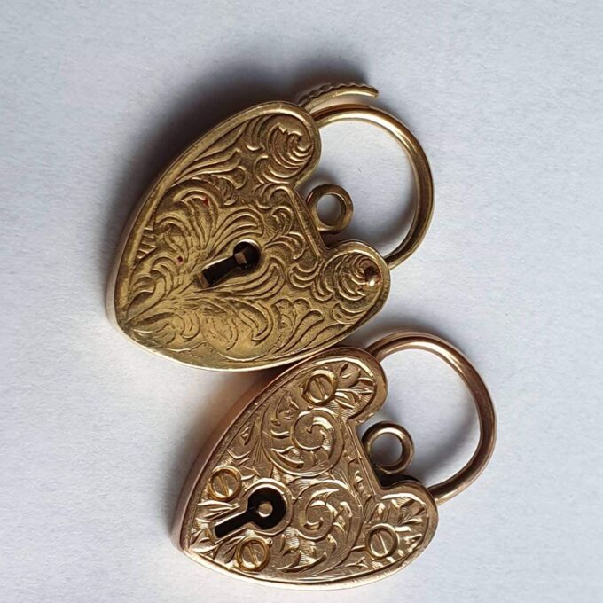 Engraved Front & Back Reversible Heart Padlock in 9ct Gold