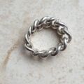 Antique Silver Curb Chain Link Ring, a UK N 1/2 or a US 7 1/4