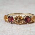 Citrine and Garnet Ring in 9ct Gold, a UK N or a US 7
