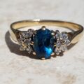 Sale – London Blue Topaz and Diamond Ring in 9ct Gold, a UK N 1/2 or a US 7 1/4.