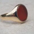 Oval Carnelian Signet Ring in 9ct Gold,  a UK N or a US 7.