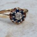 Flower Sapphire and Diamond Rose Ring in 9ct Gold, a UK J 1/2 or a US 5 1/4.