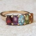 Reserved – Rainbow Multi Stone Ring in 9ct Gold, a UK M 1/2 or a US 6 1/2