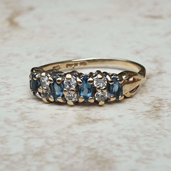 Marquise Cut Topaz and Paste Ring in 9ct Gold, a UK L or a US 6.