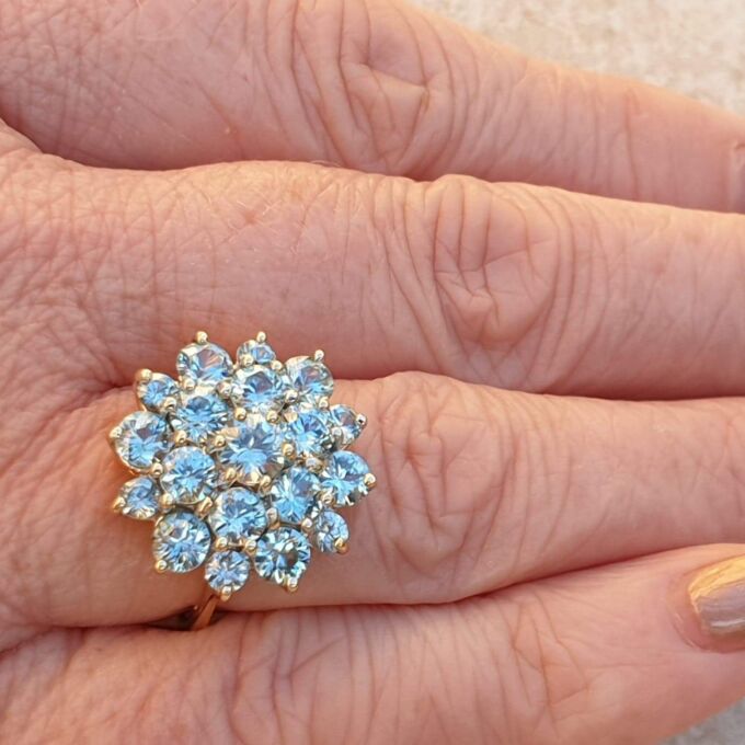 Huge Topaz Cluster Ring in 9ct Gold.
