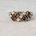 Intricate Multi Stone Opal and Sapphire Ring in 9ct Gold, a UK O or a US 7 1/4.