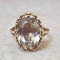 Oval Pale Quartz Ring in 9ct Gold, a UK O or a US 7 1/2